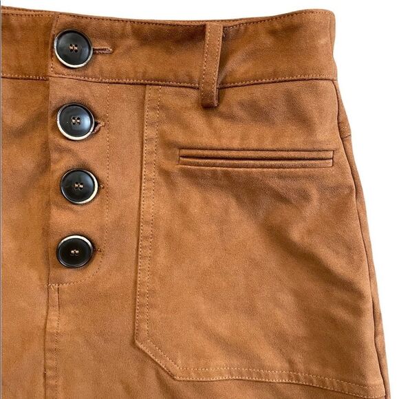 TRF by ZARA Faux suede leather skirt cognac brown size small - Picture 2 of 6